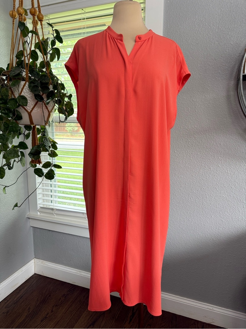 Eileen Fisher Silk Crepe Midi Dress Size Medium